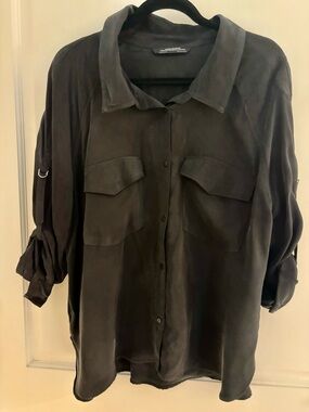 Zara Black  Button-Down Utility Shirt